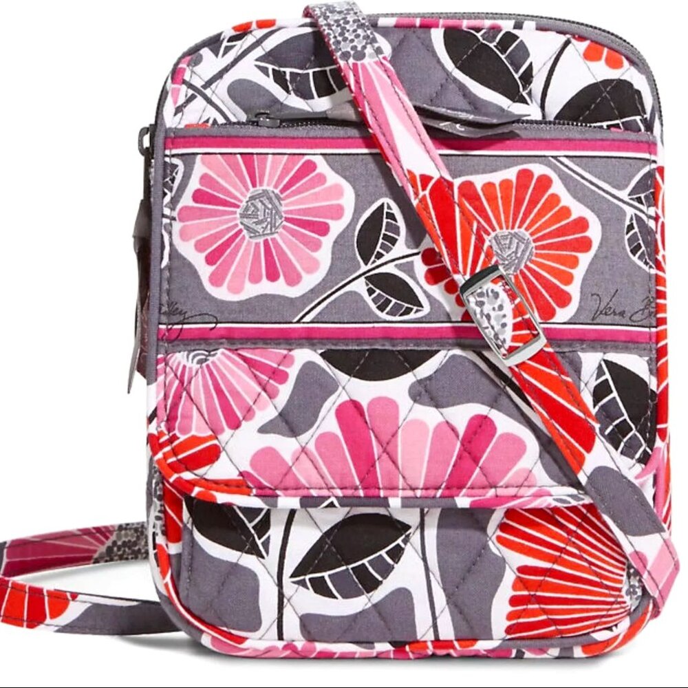 VERA BRADLEY Mini Hipster in Cheery Blossoms Small Crossbody Cherry EUC